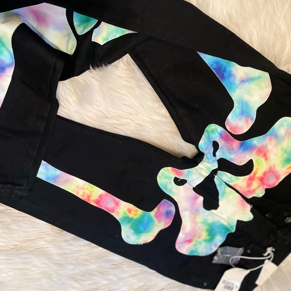 Tie Dye Skeleton Print Jeans